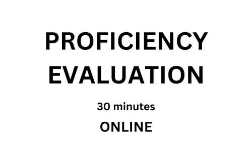 1on1 proficiency evaluation – 30 minutes Online